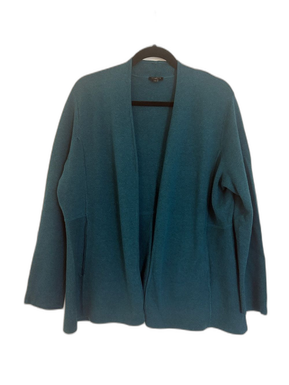 Talbots Petite XL Teal Knit Open Front Cardigan Sweater Cotton Blend